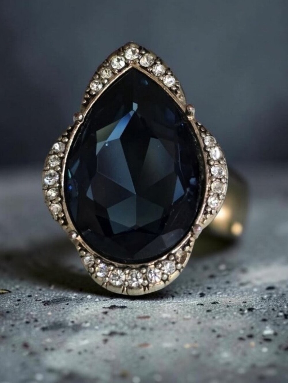 Vintage Teardrop Statement Cocktail Ring - Adj Size